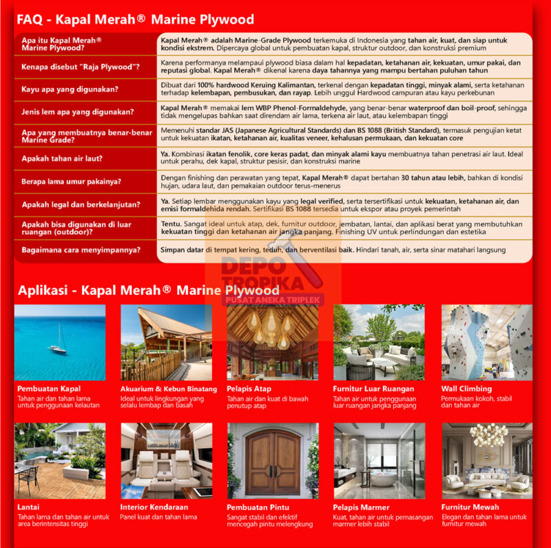 Kapal Merah® - Marine Plywood | Triplek 100% Anti Air, Rajanya Semua Plywood!