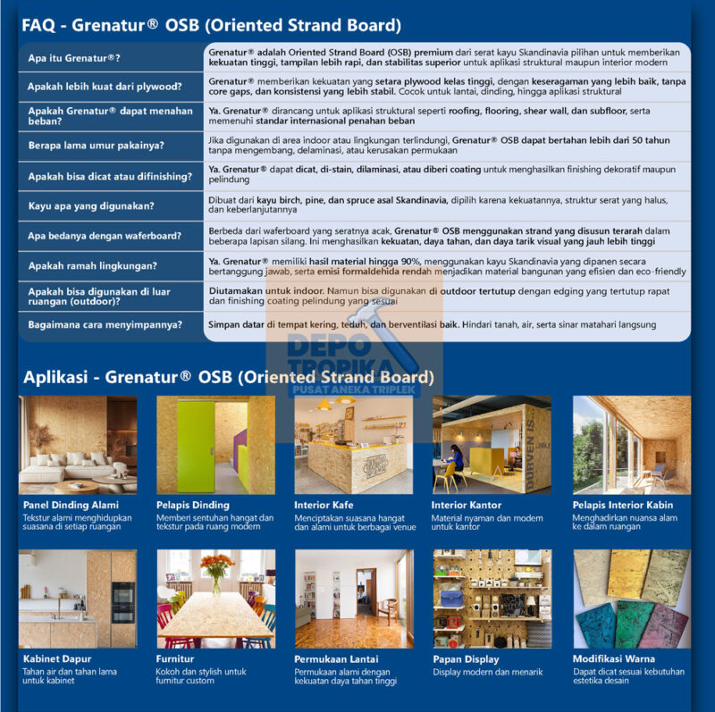 Grenatur® - OSB (Oriented Strand Board) | Tren Bahan Arsitek Terbaru, 100% OSB Asli Skandinavia